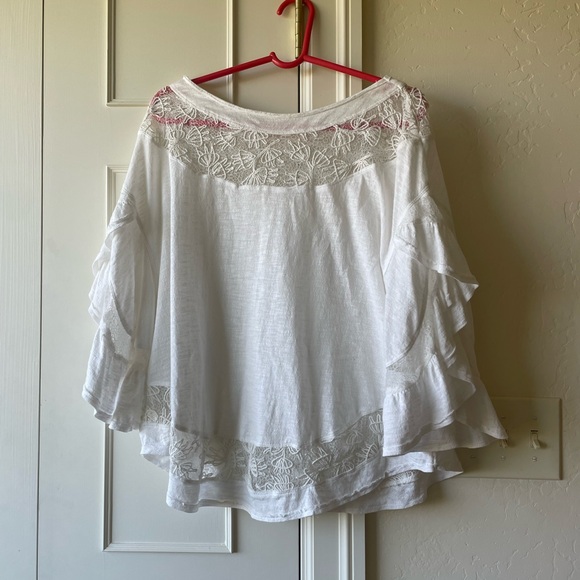 Free People Gauzy Lace Boho Blouse Size M - Picture 2 of 6